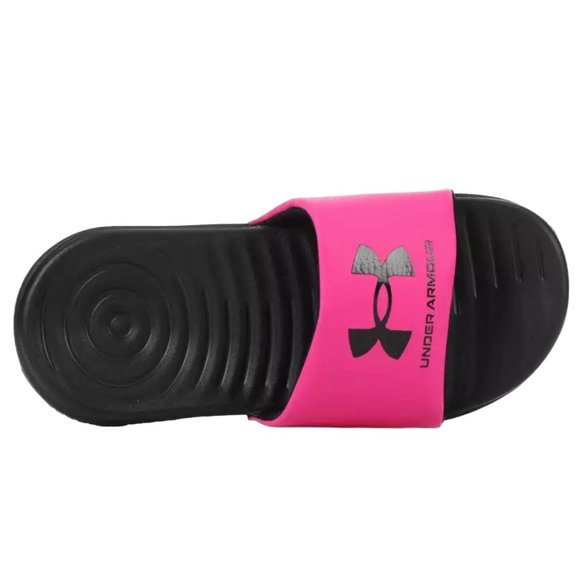Under Armour Ansa Kids' Slide Sandals Black / Pink Surge Various Sizes - Picture 2 of 8